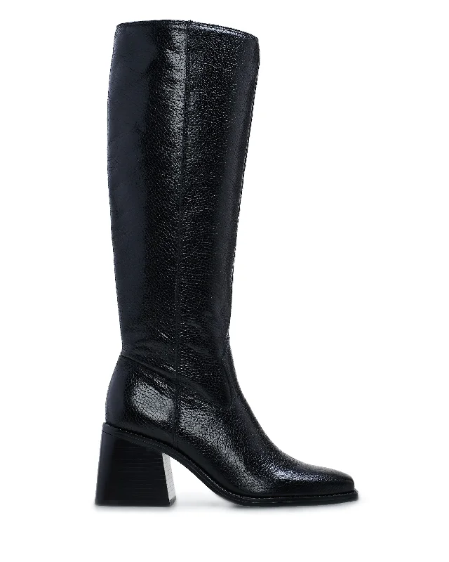 Women's Knee - High Leather Riding Boots in Black for a Classic Equestrian LookSangeti Extra Wide Calf Boot