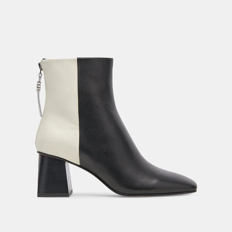 Women's Lace - Trimmed Knee - High Boots in Ivory for a Feminine and Elegant EnsembleFIFI H2O WIDE BOOTIES BLACK WHITE LEATHER