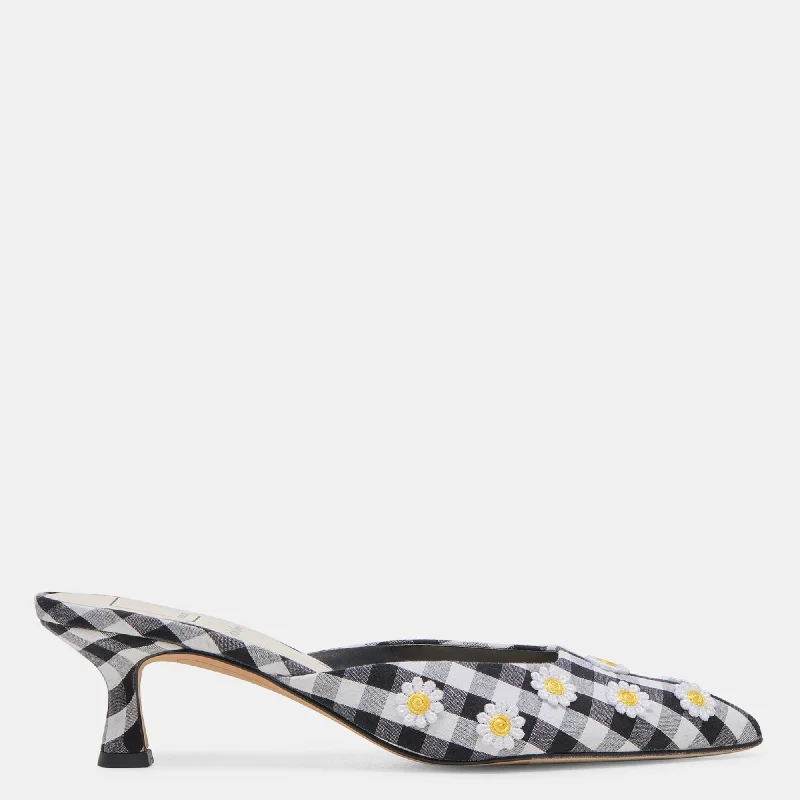 Women's brocade stiletto heel pumps with a vintage feelLilou Heels Black White Gingham