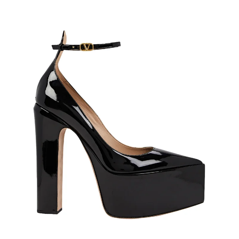 Women's ankle - strap stiletto heel pumps with a cut - out detailValentino Garavani Tan-Go Patent Leather Platform Pumps