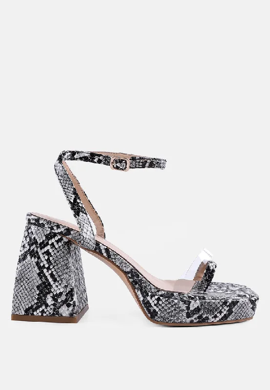 Women's office - appropriate stiletto heel pumps with a low - heel optionsuch flirt snake pattern block heeled sandals