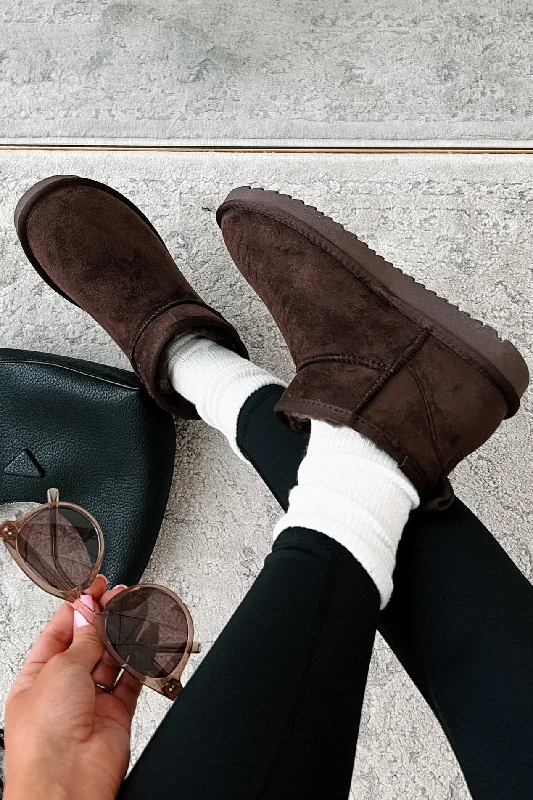 Women's Mid - Calf Suede Boots in Beige with Tassel Trim for a Boho - Inspired StyleCozy Cues Fur Lined Ankle Booties (Brown)