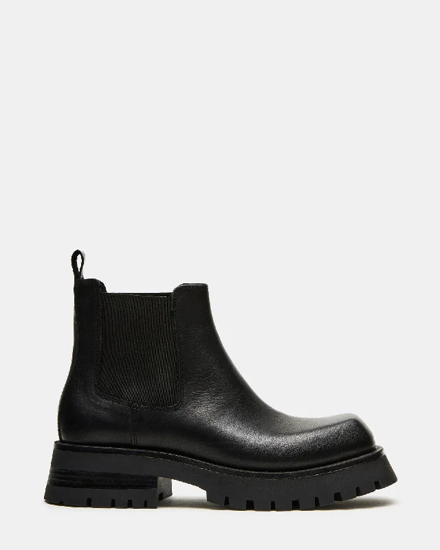 Women's Wedge - Heeled Ankle Boots in Navy Blue for a Comfortable and Trendy OptionBURLEY BLACK LEATHER