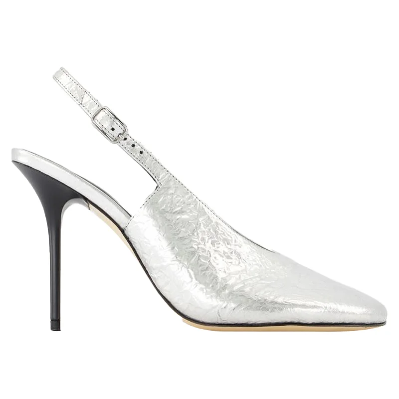 Women's metallic leather stiletto heel pumps with a reflective surfaceFoil Ufo Heel Pumps - Coperni - Leather - Silver