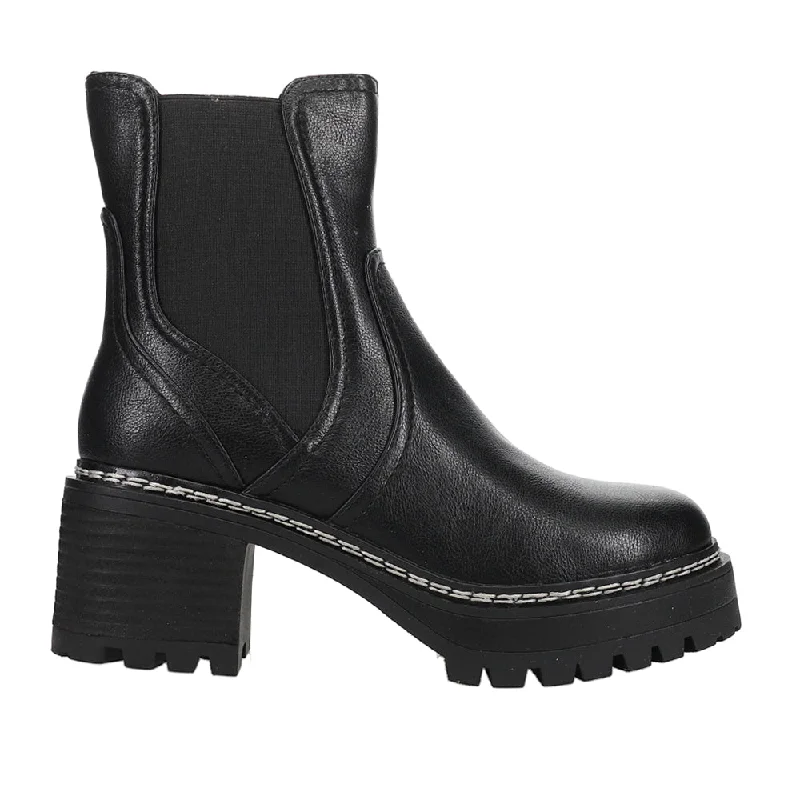 Women's Knee - High Leather Riding Boots in Black for a Classic Equestrian LookTorren Lug Sole Ankle Platform Boots