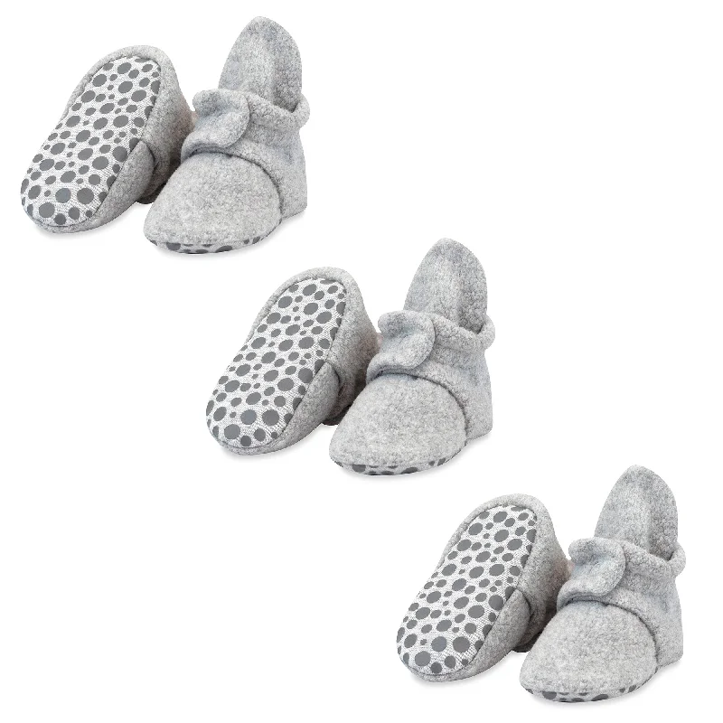 Women's Ankle Booties with Faux Leather and Furry Cuffs in Tan for a Cute and Warm StyleCozie Fleece Gripper Baby Bootie 3 Pack - Heather Gray