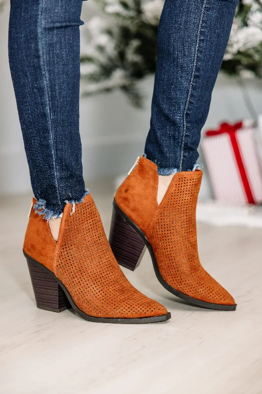 Women's Over - the - Knee Suede Boots in Taupe for a Stylish and Sophisticated OutfitBreak It Up Camel Brown Heeled Booties