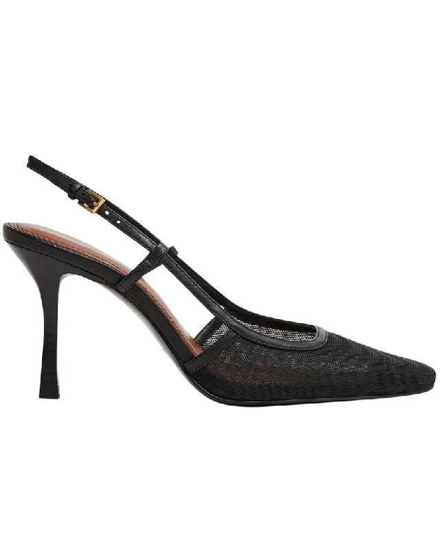 Women's platform stiletto heel pumps with a chunky soleReiss Giselle Leather Mesh Slingback Heel