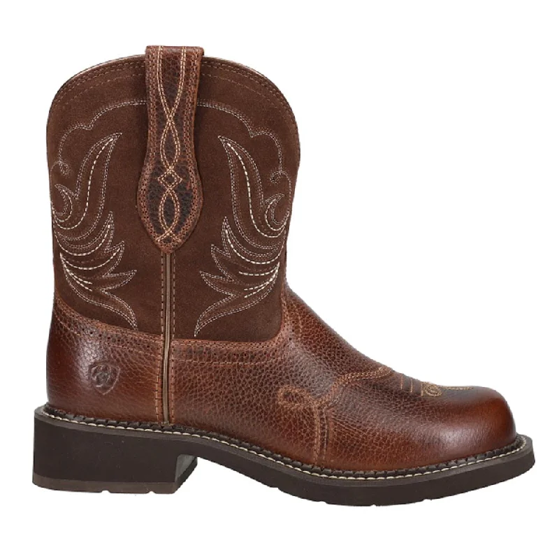 Women's Knee - High Lace - Up Boots in Brown with Buckle Accents for a Western VibeFatbaby Heritage Dapper Embroidered Round Toe Cowboy Boots