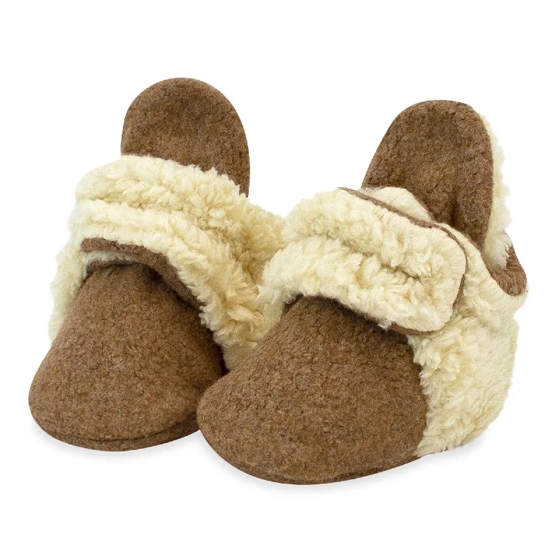 Women's Mid - Calf Suede Boots in Beige with Tassel Trim for a Boho - Inspired StyleCozie Furry Gripper Baby Booties - Heather Mocha