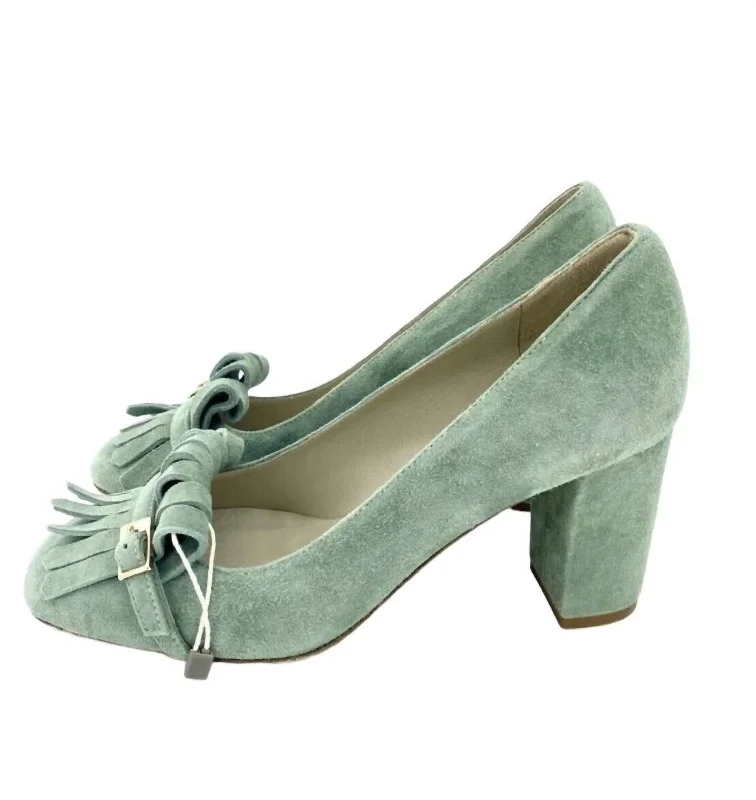 Women's faux suede stiletto heel pumps for a budget - friendly optionWomen's Suede Leather Block Heel Shoes In Green