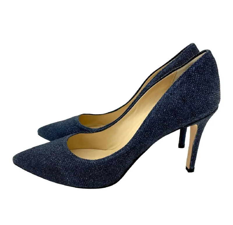 Women's teal stiletto heel pumps for a unique and modern lookWomen's Glitter Mesh Stiletto Heels In Blue