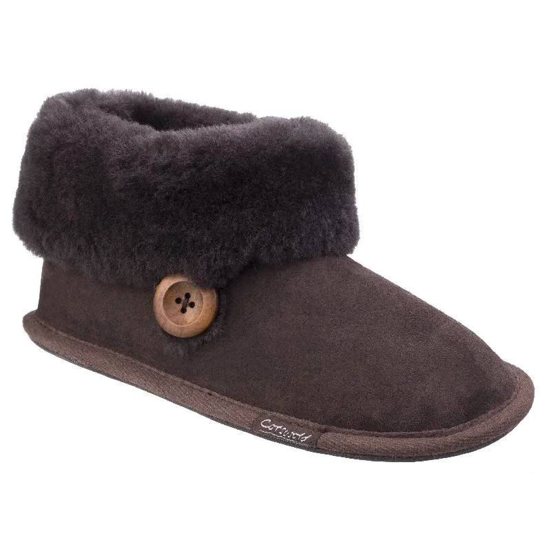 Plus Size Women's Faux Fur - Lined Ankle Boots in Chestnut for Cozy Winter WearCotswold Wotton Sheepskin Slippers