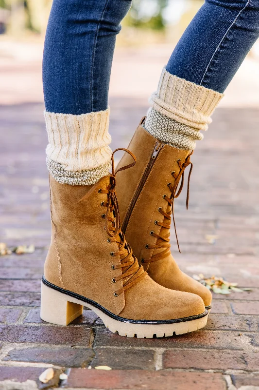 Women's Combat Boots with Studded Details in Olive Green for an Edgy Punk LookNeed You Now Dark Camel Booties