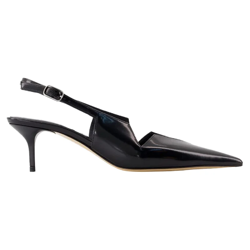 Women's lace - trimmed stiletto heel pumps with a scalloped edgeGloss Star Cut Out Low Stiletto Pumps - Coperni - Leather - Black