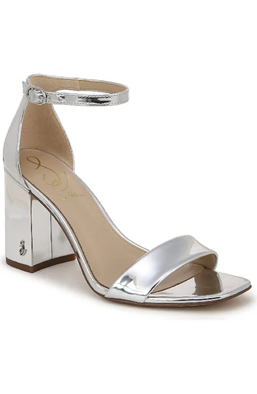 Women's peach stiletto heel pumps for a soft and feminine appealDaniella Block Heel Sandal In Soft Silver