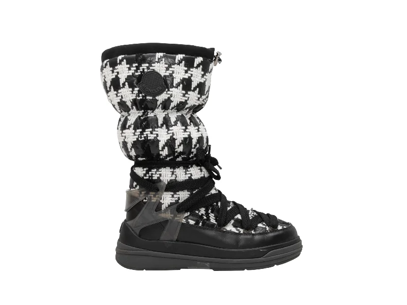 Plus Size Women's Snake Print Knee - High Boots in Brown for a Fashion - Forward StatementBlack & White Moncler Insolux Houndstooth Snow Boots Size 38