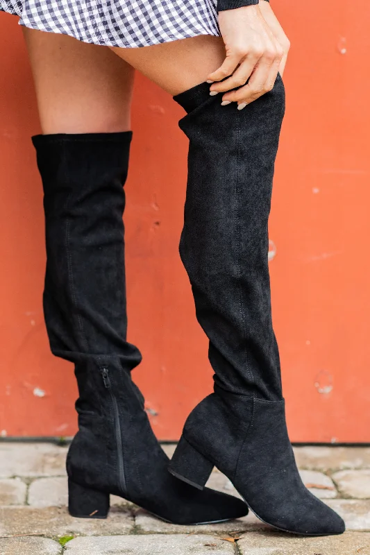 Women's Thigh - High Stretch Boots in Black for a Sexy and Alluring OutfitSweet Surprises Black Boots