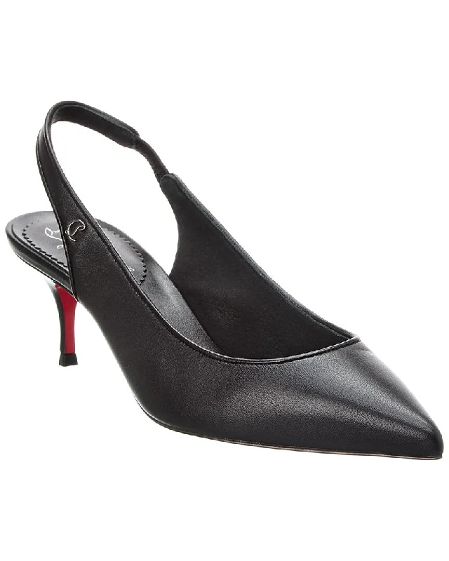 Women's brocade stiletto heel pumps with a vintage feelChristian Louboutin Sporty Kate 55 Leather Slingback Pump