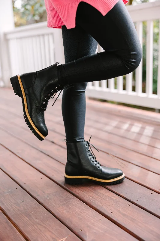 Women's Wedge - Heeled Ankle Boots in Navy Blue for a Comfortable and Trendy OptionSend Your Love Black Boots