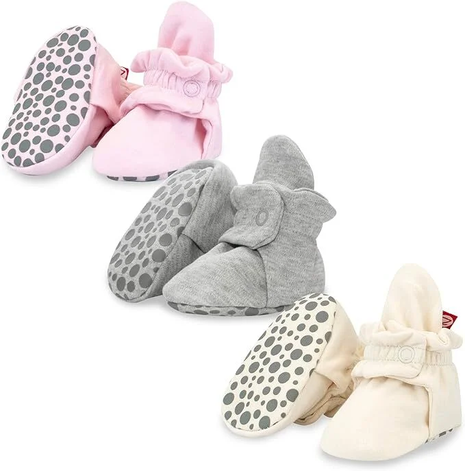 Women's Over - the - Knee Suede Boots in Taupe for a Stylish and Sophisticated OutfitOrganic Cotton Gripper Baby Bootie 3 Pack - Heather Gray/Baby Pink/Cream