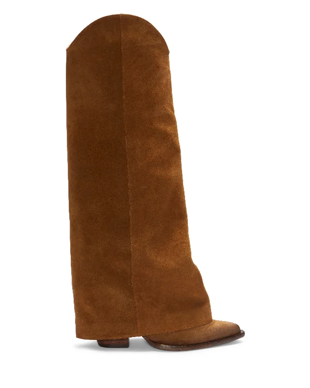 Women's Knee - High Lace - Up Boots in Brown with Buckle Accents for a Western VibeAnyia Boot