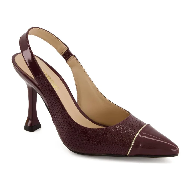 Women's shock - absorbing stiletto heel pumps for all - day wearWomen's Stiletto Slingback Pumps In Burgundy