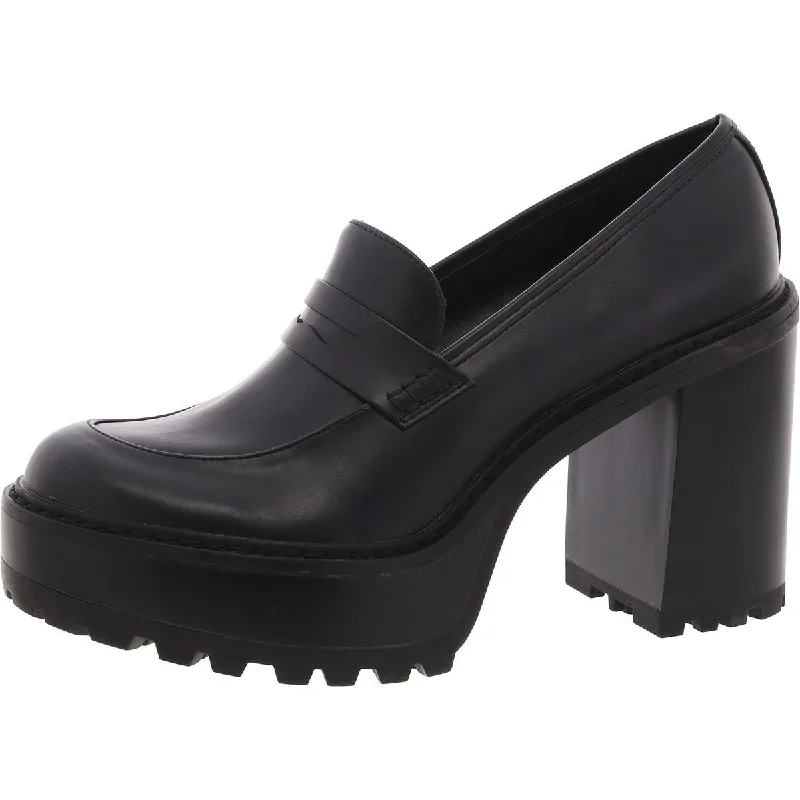 Women's office - appropriate stiletto heel pumps with a low - heel optionKansas Womens Faux Leather Slip-On Loafer Heels