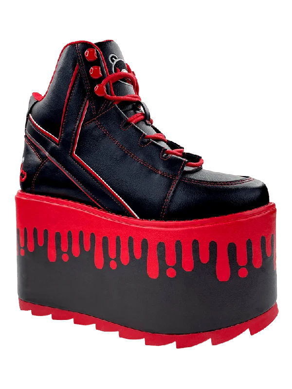 Women's Wedge - Heeled Ankle Boots in Navy Blue for a Comfortable and Trendy OptionQOZMO GLOOMY BEAR - BLACK/RED