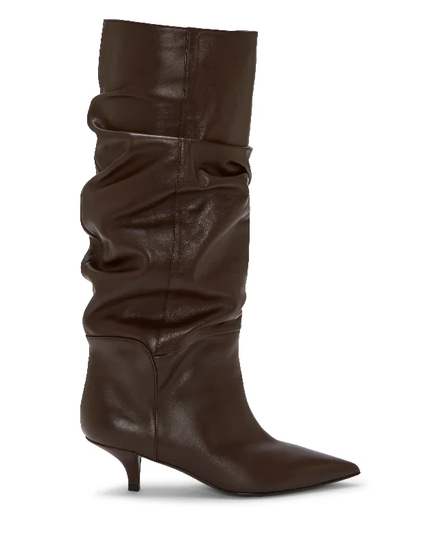 Women's Leather Motorcycle Boots in Dark Brown with Silver Hardware for a Cool Biker LookCayla Boot