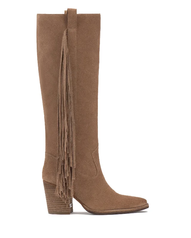 Plus Size Women's Embroidered Knee - High Boots in Burgundy for a Luxurious LookPelia Extra Wide Calf Boot