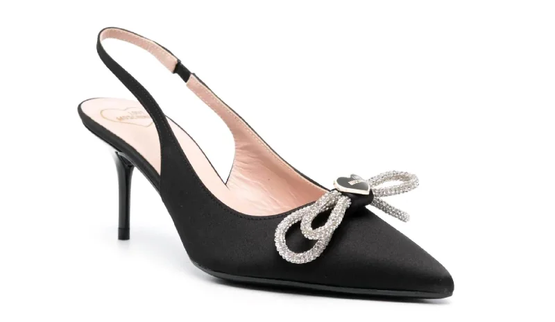 Women's lavender stiletto heel pumps for a delicate styleWomen's Slingback With Bow Heels In Black