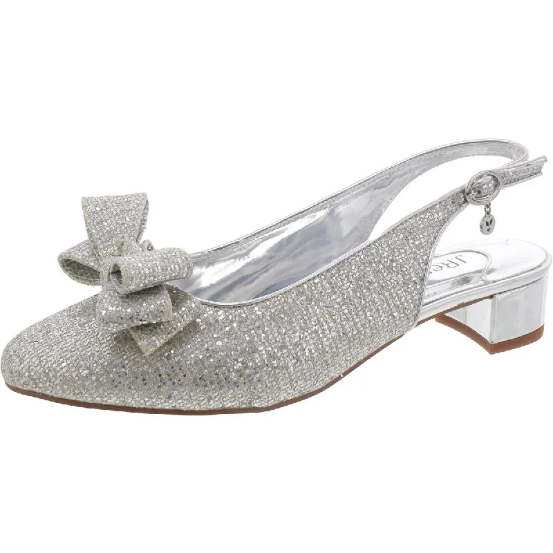 Women's prom stiletto heel pumps in a shimmery fabricTanay Womens Glitter Ankle Strap Slingback Heels