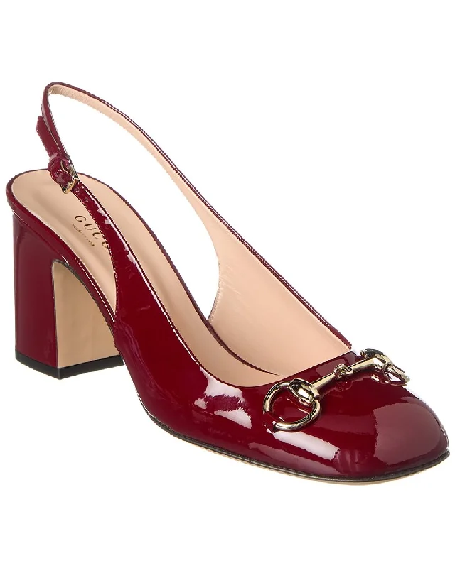 Women's wide - width stiletto heel pumps for a comfortable fitGucci Horsebit Patent Slingback Pump