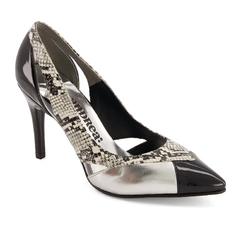 Women's wide - width stiletto heel pumps for a comfortable fitWomen's Premium High Heels Python Stilettos Pumps In Silver