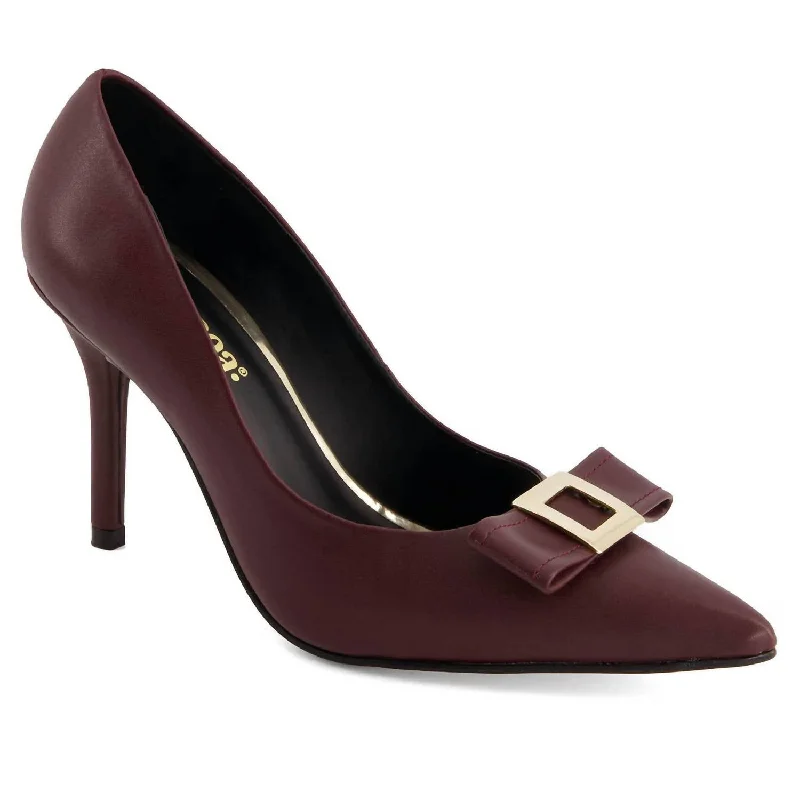 Women's date - night stiletto heel pumps with a sexy silhouetteWomen's Fashion Bow Stiletto Pumps In Burgundy