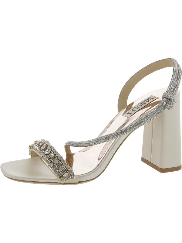 Women's wedding stiletto heel pumps with a pearl - encrusted strapNaomi Womens Satin Embellished Pumps