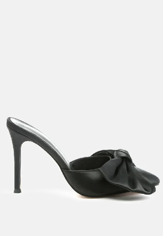 Women's forest green stiletto heel pumps for a nature - inspired looksidonie high heel bow tie mules