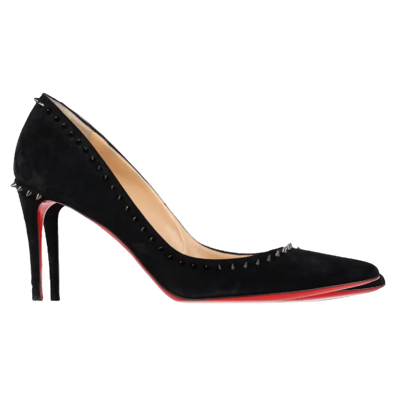 Women's patent leather stiletto heel pumps with a high - shine finishChristian Louboutin Anjalina Pumps in Black Suede