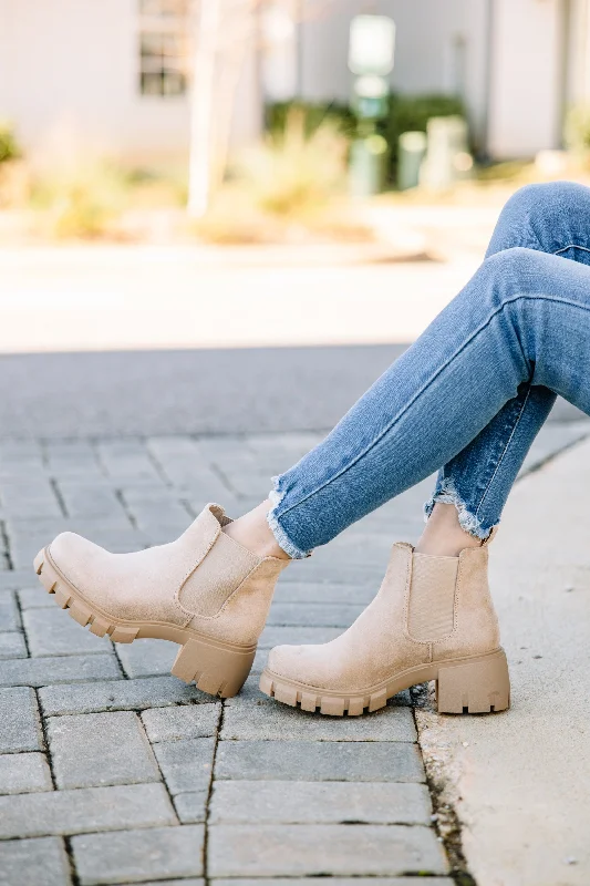 Women's Chunky - Heeled Chelsea Boots in Gray for a Casual and Trendy Everyday LookIn My Future Taupe Brown Chelsea Booties