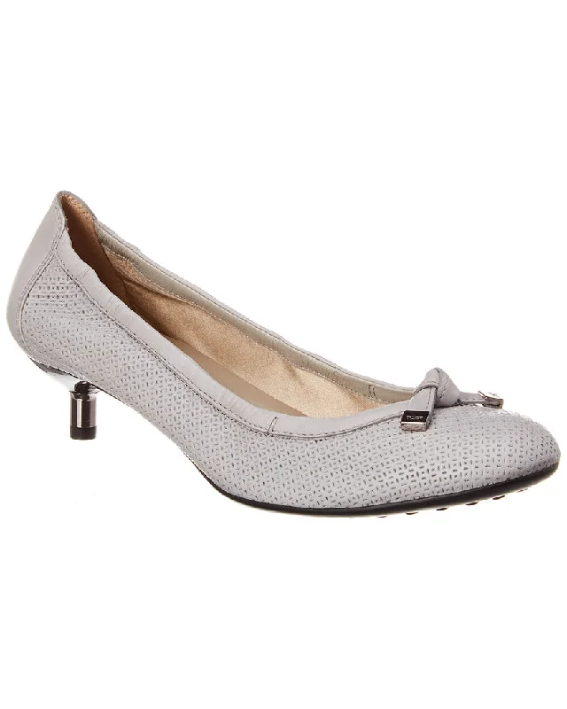 Women's wide - width stiletto heel pumps for a comfortable fitTOD’s Perforated Leather Bow Pump