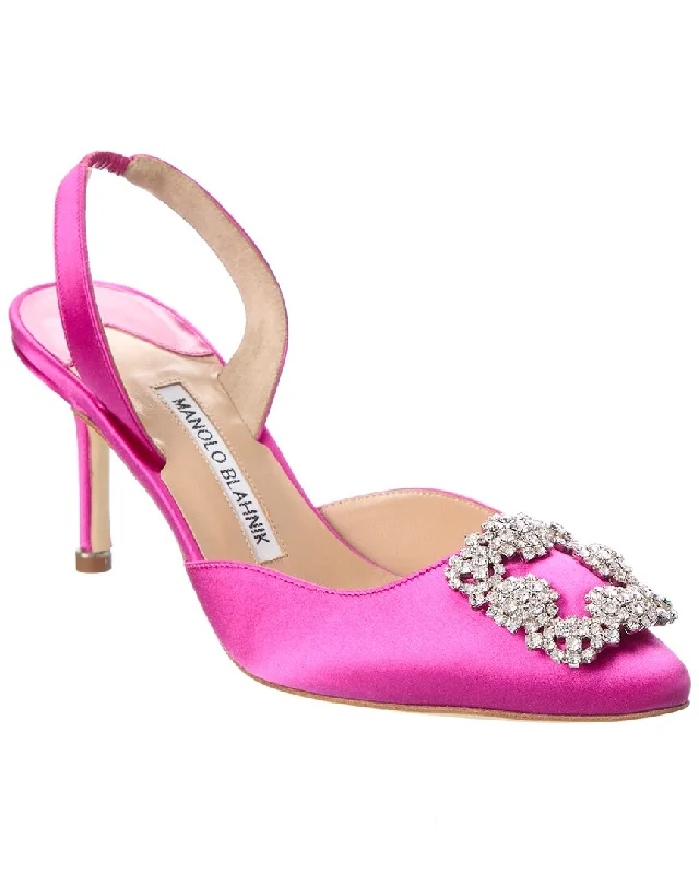 Women's date - night stiletto heel pumps with a sexy silhouetteManolo Blahnik Hangisli 70 Satin Slingback Pump