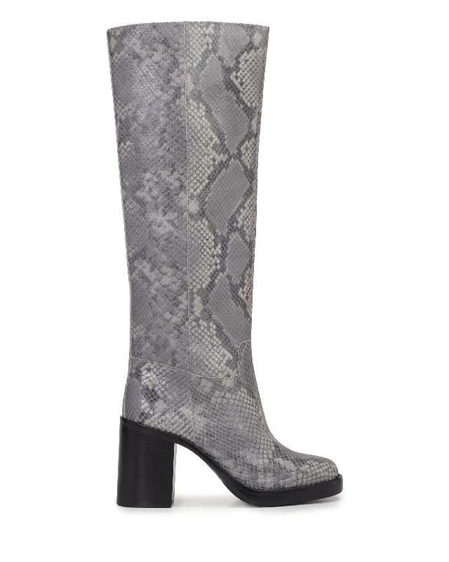 Plus Size Women's Embroidered Knee - High Boots in Burgundy for a Luxurious LookGibi Boot