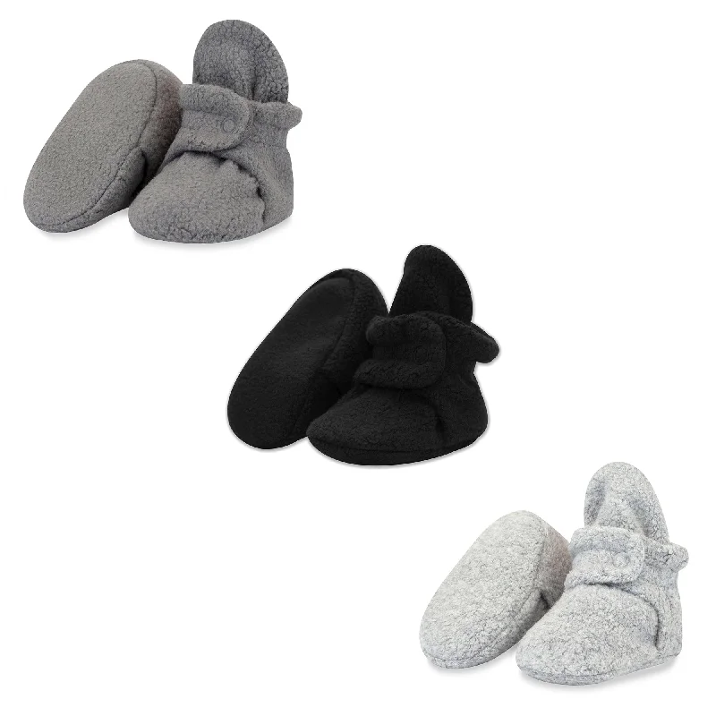 Women's Ankle Boots with Cut - Out Details in Beige for a Unique and Stylish EdgeCozie Fleece Baby Bootie 3 Pack - Gray/Black/Heather Gray