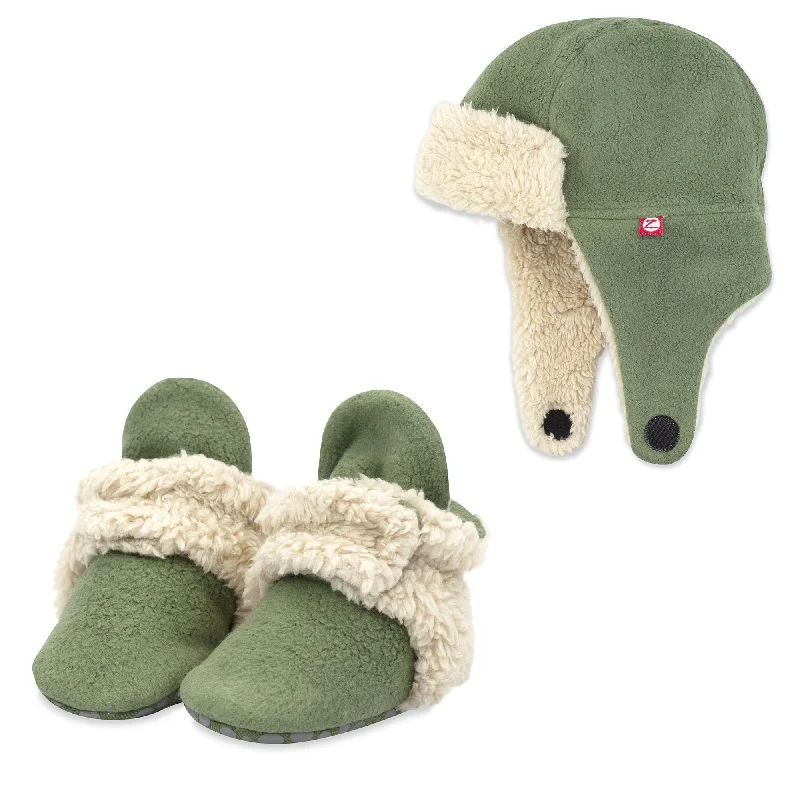 Women's Fur - Trimmed Snow Boots in White for a Stylish and Practical Winter ChoiceCozie Furry Bootie & Trapper Hat Set - Olive