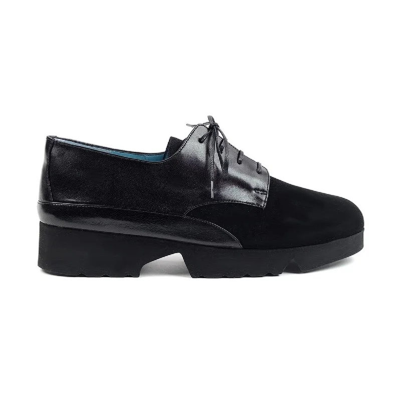 Non - Slip Rubber Sole Women's Oxfords in Navy for Wet and Slippery ConditionsThierry Rabotin Women's Gate 7429H Black Suede/Leather