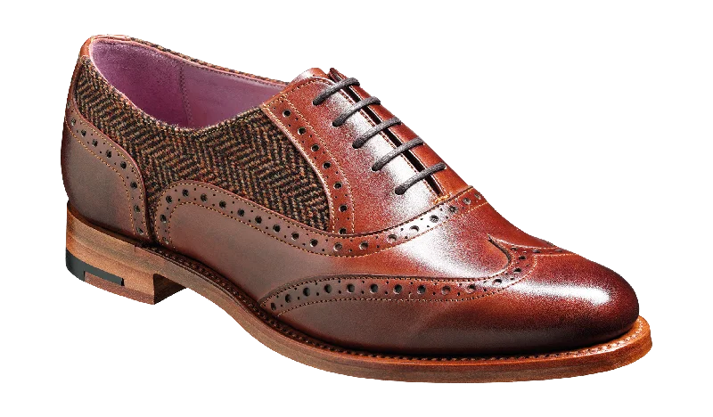 Women's Memory Foam Insole Oxfords in Pink for All - Day ComfortFreya - Walnut Calf / Brown Tweed