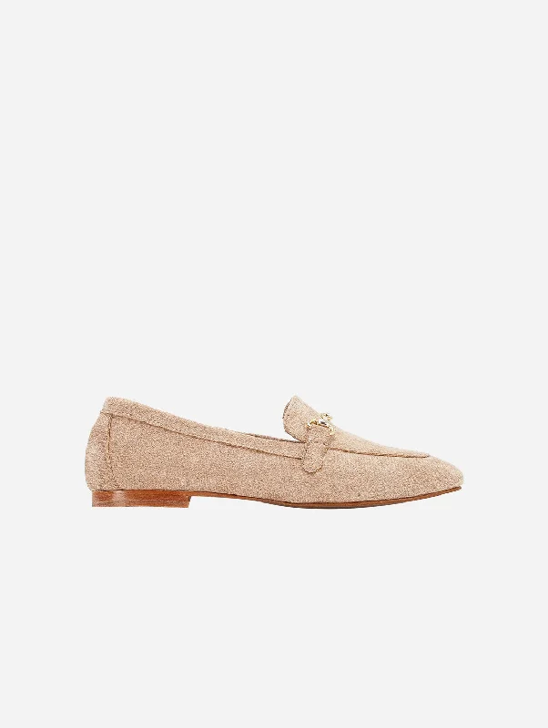 Adjustable Strap Women's Loafers in Tan for a Custom FitOlly Vegan Suede Horsebit Loafers | Dark Beige