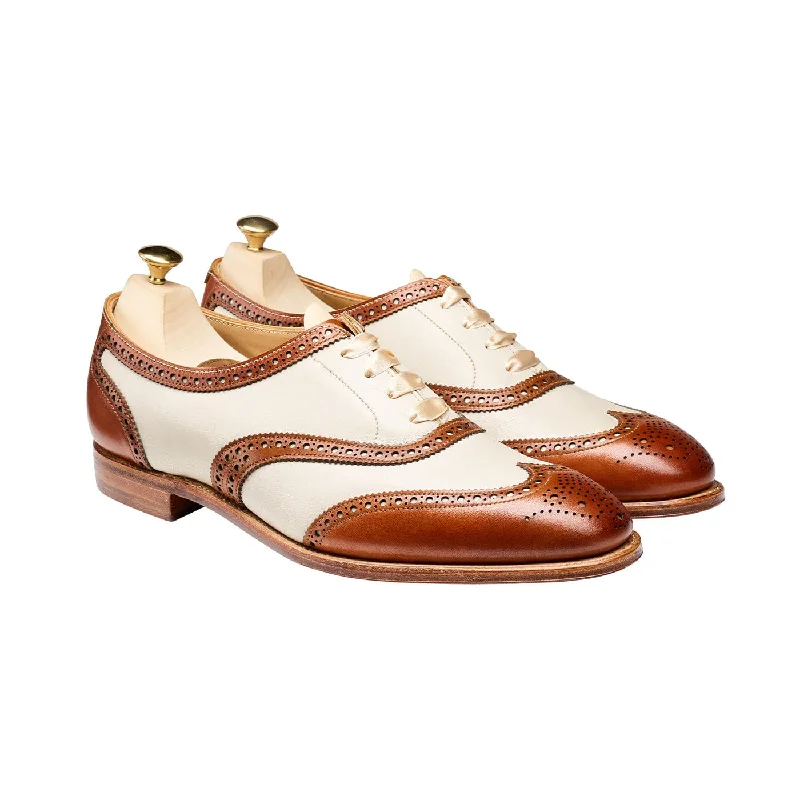 Women's Soft Suede Oxfords with Metal Eyelets in Burgundy for a Sophisticated TouchAlice Tan & Ivory Burnished Calf