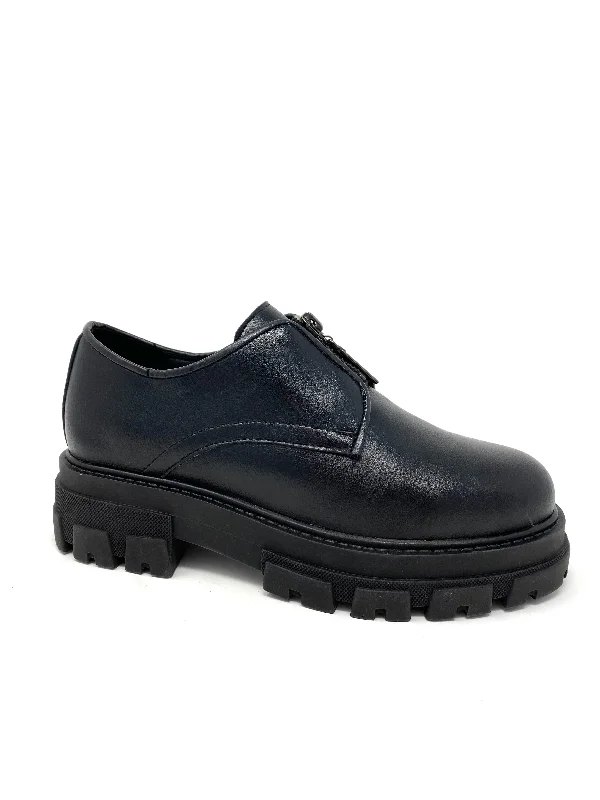 Women's Faux Fur - Lined Oxfords in Tan for a Cozy Winter OptionPenelope Zip Shoe in Black from Novacas